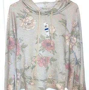 AMERICAN RAG CROPPED FLORAL HOODIE